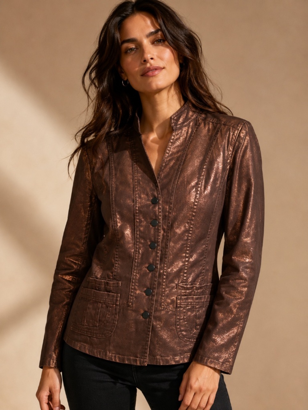 Coldwater Creek - Copper Metallic Denin Jacket - SzP6